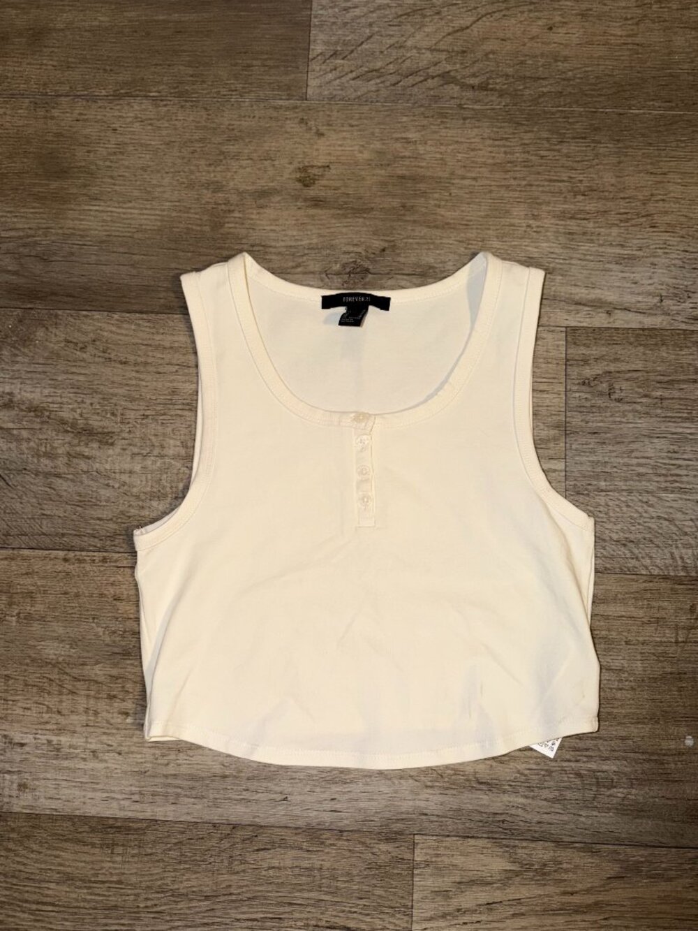 Forever 21 white henley cropped tank Medium